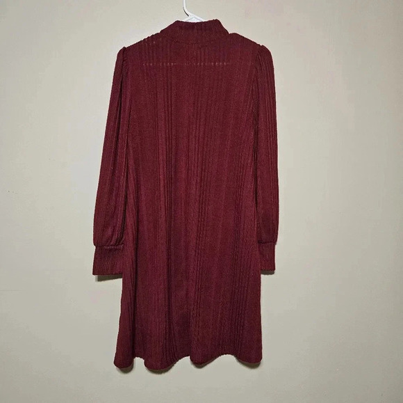 Maurices Red Ribbed Hacci Mini Dress Women's Size Medium Soft Stretch Knit Comfy - Picture 5 of 7